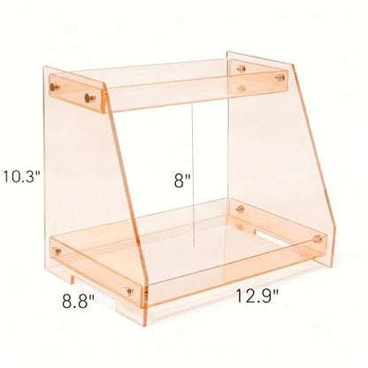 ROYALITA 2 Tier Shelf Bathroom Countertop Organizer Makeup Display Shelf - color: Orange