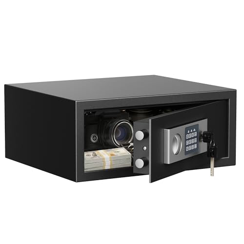 Locksworth Safe 0.7 Cubic Feet Safe Box with Electronic Keypad & Keys, Digital Security Lock Box for Home and Business Use, Money, Valuables, Guns, Jewelry and Documents, 16.9"W x 14.6"D x 7"H - size: 0.7 Cubic Feet