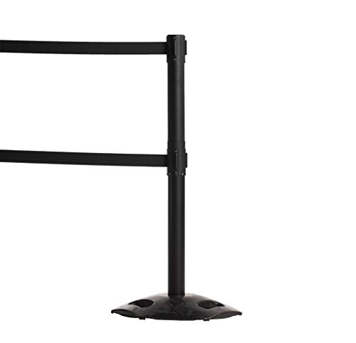Crowd Control Warehouse Retractable Dual Belt Stanchions, 11 Ft, Set of 2 - color: Red and White Diagonal, size: 11 Foot