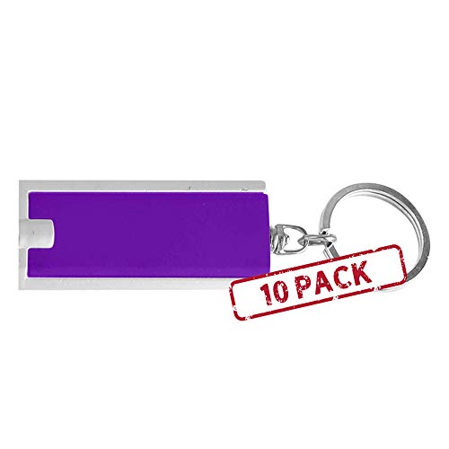 DISCOUNT PROMOS 10 Flashlight Keychains Pack - Rectangle, Plastic - Purple - color: Purple, size: 10 keychains