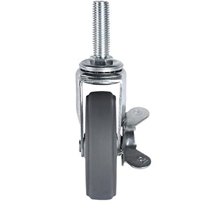 Finnhomy Caster Wheels 3 Inch Set of 4 Heavy Duty Threaded Stem Casters 1/2"-13x1-1/2 Swivel Rubber Industrial Castors Locking Wheels for Wire Shelving/Furniture/Carts Load Bearing 720 Lbs Gray - size: 1/2" -13 x 1-1/2" (with Brake)