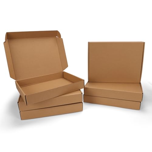 PHAREGE 6 Pack 13x10x2 inch Cardboard Shipping Boxes, Brown Mailing Box - color: Brown, size: 13x10x2 inch 6 Pack