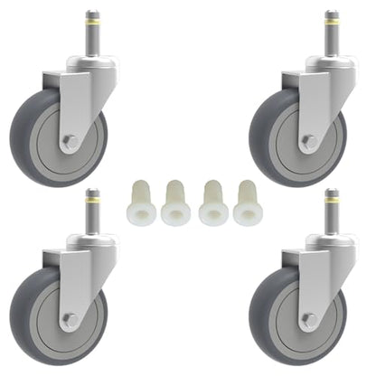 RILIDRI 3-Inch Swivel Stem Caster, 7/16-Inch Stem Diameter Rubber Wheel, Heavy Duty TPR Replacement Wheels for Rubbermaid Mop Bucket Cart Grill Casters - 4 Pack - size: 3 Inch-175LB(4 Swivel)