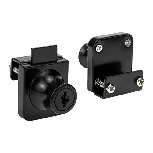 Black Glass Case Lock, 1.38x1.26 Inch Rectangle, 2 Sets, Keyed Different - color: Black, size: 1.38 x 1.26 Inch