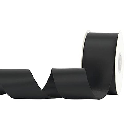 HUIHUANG Black Double-Faced Satin Ribbon 2 inch Continuous 25 Yards - color: Black, size: 2 inch