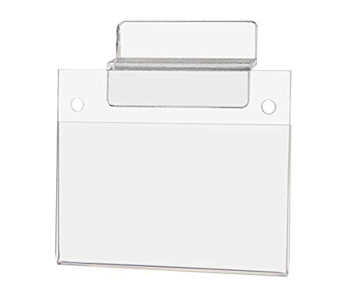 Slatwall Sign Holder for 3.5" x 2" Horizontal Product Labels Business Cards or Stickers Clear Acrylic for Retail Stores Supermarkets and Pharmacies by Marketing Holders