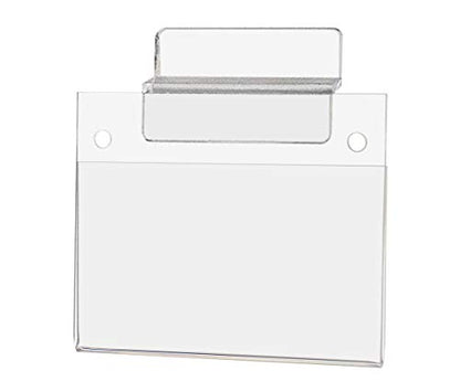 Slatwall Sign Holder for 3.5" x 2" Horizontal Product Labels Business Cards or Stickers Clear Acrylic for Retail Stores Supermarkets and Pharmacies by Marketing Holders