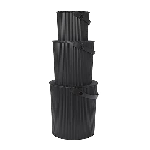 Hachiman Bucket Set of 3 Mini, Large, & Extra Large - color: Black, size: Set of 3