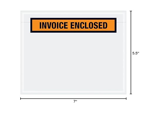 Aviditi PL23 Pre-Printed Envelope, Invoice Enclosed, 7 Length x 5-1/2 Width x 2 mil Thick, Orange (Case of 1000) by Aviditi - style: Panel Face