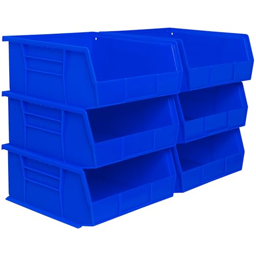 Akro-Mils 30235 AkroBins Plastic Storage Bins, 11"x11"x5", Blue, 6-Pack - color: Blue