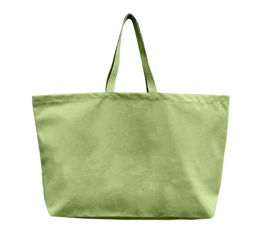 Large Canvas Tote Bag Reusable Extra Big Grocery Bags - color: Light Green