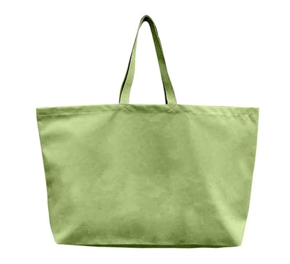 Large Canvas Tote Bag Reusable Extra Big Grocery Bags - color: Light Green