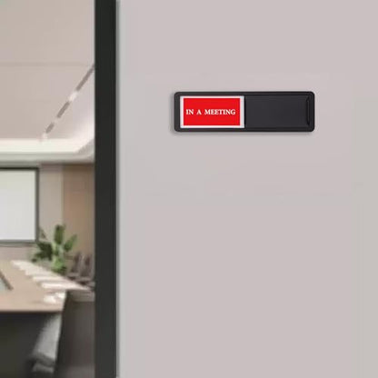 Office Door Sign, In A Meeting/Available Slider Sign - color: Black IN A MEETING