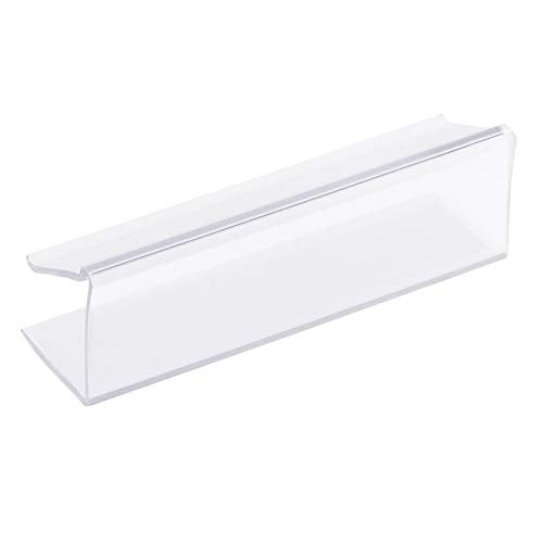 GlossyEnd Pack of 25 Clear Plastic Shelf Label Holder, Wood Shelf Sign and Ticket Holder, Clips On to Shelves 1/2" to 5/8" Thick - 3" x 7/8" Natural Minimalist Style