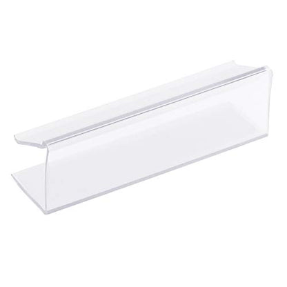 GlossyEnd Pack of 25 Clear Plastic Shelf Label Holder, Wood Shelf Sign and Ticket Holder, Clips On to Shelves 1/2" to 5/8" Thick - 3" x 7/8" Natural Minimalist Style