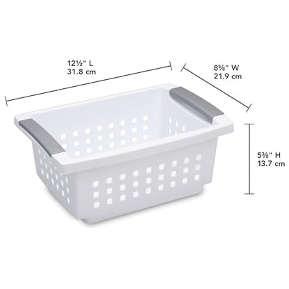 Sterilite Small Stacking Basket Plastic Storage Organizer, White, 4-Pack - size: 4 Pack, style: Small