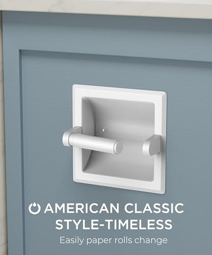 FORIOUS Recessed Toilet Paper Holder for Mega Rolls, White - color: White