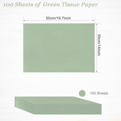 100 Sheets Sage Green Tissue Paper 14 x 20 Inches Sage Green Wrapping Paper Bulk for Weddings Birthday DIY Project Christmas - color: Sage Green, size: 14x20 Inch (Pack of 100)