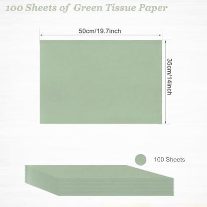 100 Sheets Sage Green Tissue Paper 14 x 20 Inches Sage Green Wrapping Paper Bulk for Weddings Birthday DIY Project Christmas - color: Sage Green, size: 14x20 Inch (Pack of 100)