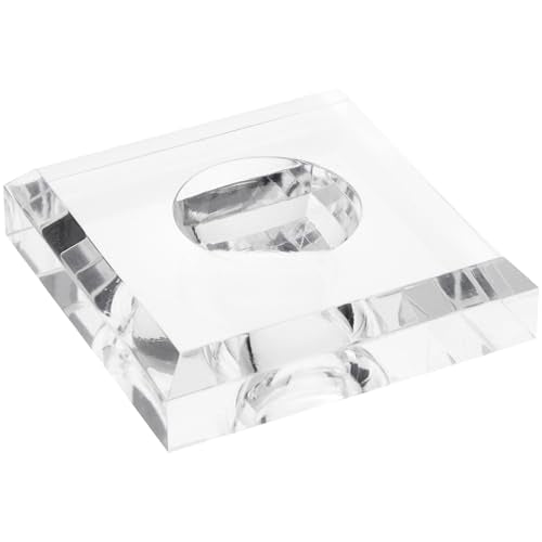 Plymor 3" W x 3" D Clear Square Egg/Sphere Base (1.5" Hole) - size: 3" x 3" x 0.75"