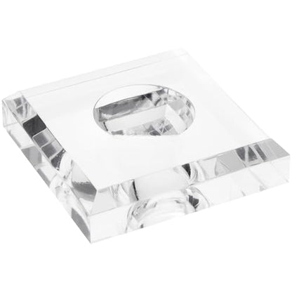 Plymor 3" W x 3" D Clear Square Egg/Sphere Base (1.5" Hole) - size: 3" x 3" x 0.75"