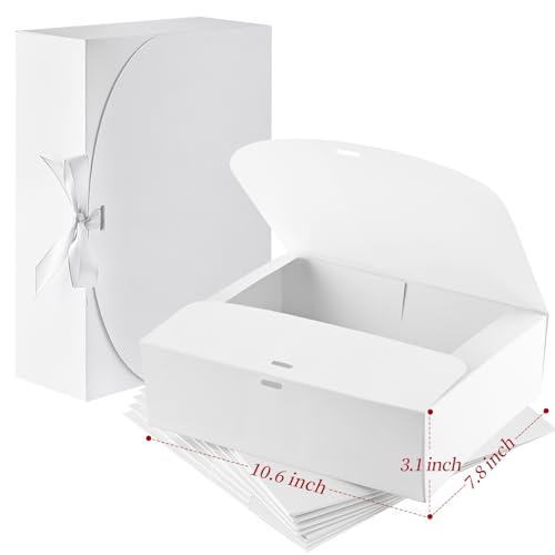 Ocmoiy 12 Pack White Gift Boxes with Lids, 10.6 x 7.8 x 3.1 Inch - color: White