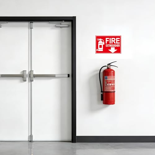 Fire Extinguisher Sign Sticker, Glow in the Dark with Down Arrow 2 Pack - size: 10×7 Inch