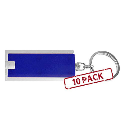 DISCOUNT PROMOS 10 Flashlight Keychains Pack - Rectangle, Plastic - Blue - color: Blue, size: 10 keychains