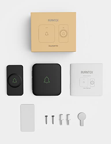 AVANTEK Wireless Doorbell, 1000 ft Range, 1 Button + 1 Receiver, CB-11 - color: Black 1 Receiver + 1 Button