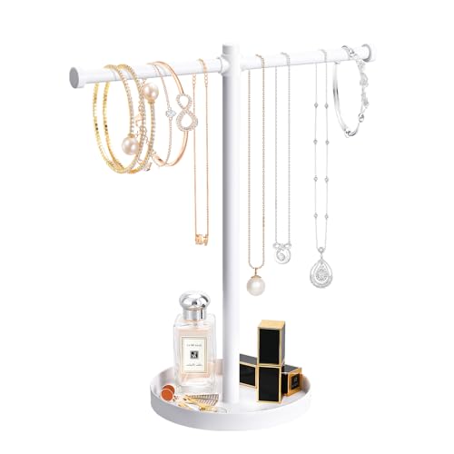 bodkar Jewelry Necklace Holder Organizer,12.9" Sturdy Metal Jewelry Stand - color: White