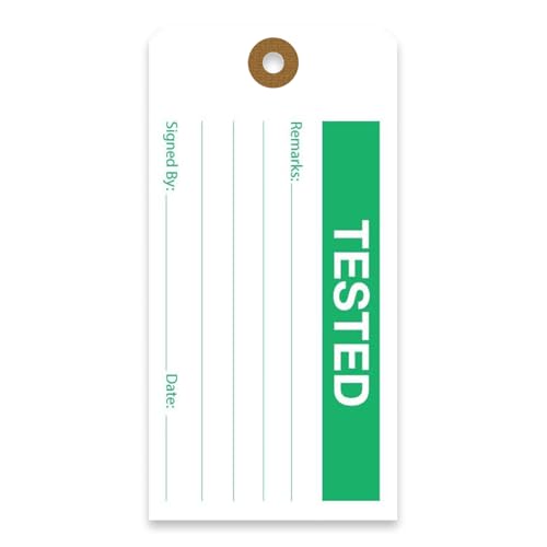 Tags 4 Less Production Quality Control Hang Tags – Equipment Preventative Maintenance Labels, for Easy Record-Keeping for Inventory Status (Tested, Pack of 100) - color: Tested