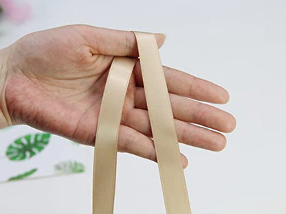 5/8" Khaki Double Face Satin Ribbon 100yd for Gifts & Crafts - color: #835 Khaki, size: 5/8 inch