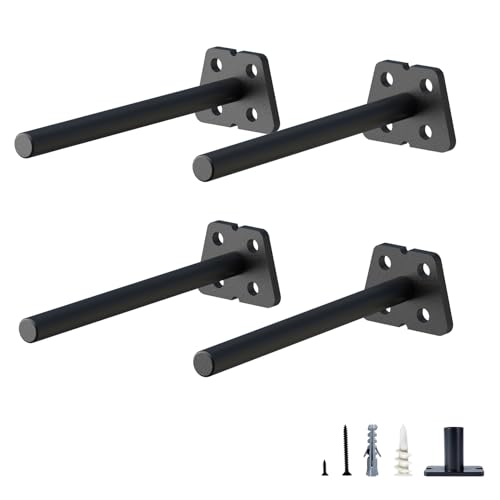 NEODROP 4-Pack 4 Inch Hidden Floating Shelf Bracket, Heavy Duty Blind Shelf Support Hardware | Invisible Wall Brackets for Kitchen, Fireplace Mantel Wood Shelves | Black Powder Coated Solid Steel - size: 4 Inch, style: 4 Pack