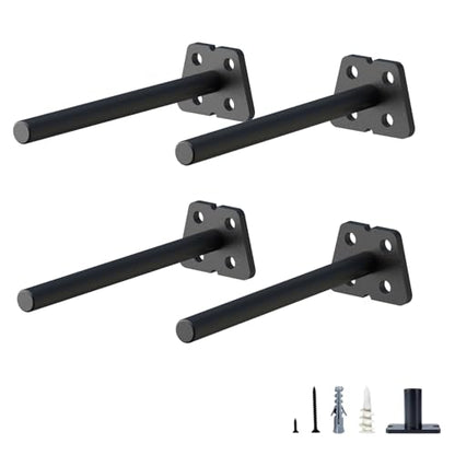 NEODROP 4-Pack 4 Inch Hidden Floating Shelf Bracket, Heavy Duty Blind Shelf Support Hardware | Invisible Wall Brackets for Kitchen, Fireplace Mantel Wood Shelves | Black Powder Coated Solid Steel - size: 4 Inch, style: 4 Pack