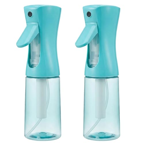2 Pack Continuous Spray Bottle for Hair, Ultra Fine Mist Water Sprayer, Empty Aerosol-Free Styling Mister for Curly Hair, Gardening, Plants, Cleaning & Skincare (6.8oz/200ml - Teal)