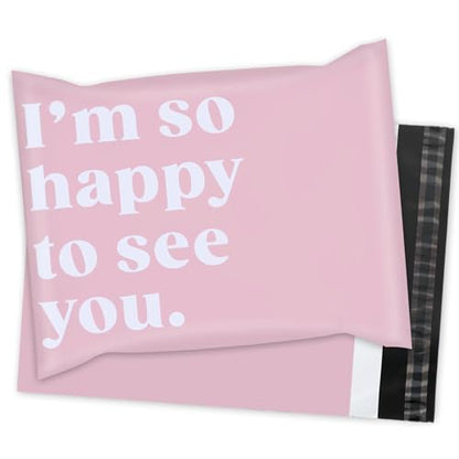 Whaline 100Pcs Blush Pink Poly Mailer 10 x 13 Inch Tear-Resistant Mailing Bags with Self-Seal Deliver Envelopes Waterproof Plastic Packaging Bags for Small Business Packing Moving - style: Blush Pink Text