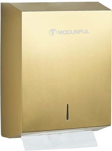 Commercial Paper Towel Dispenser Gold - Multifold Paper Towel Dispenser Wall Mount, High Capacity Stainless Steel Tissue Holder, Suitable for Bathrooms and Public Places - color: D-391 Gold