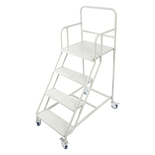 Rolling Ladder with Platform, 4 Steps Ladder with Wheels 880 lbs Industrial & Warehouse Rolling Stairs with Stair Edge Protector, 39.4" top Step Height for high Shelf aisles,Warehouses,supermarkets