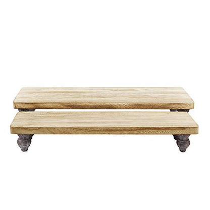 Ikee Design 2 Pcs Set Wooden Display Riser, Cupcake Dessert Display Riser - color: Oak