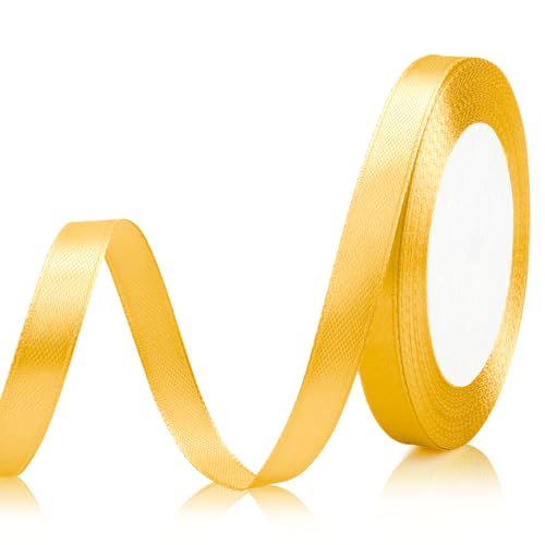 Gold Satin Ribbon - 3/8 Inch, 25 Yds - Perfect for Gift Wrapping, Flower Bouquets, Graduation Parties, Christmas Trees & Crafts - color: gold, size: 1 PC