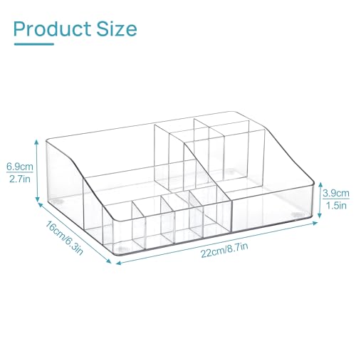 Vtopmart Clear Plastic Devided Makeup Organizer Tray - style: 1 Tier