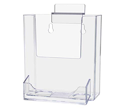 Marketing Holders 4 Pack SlatWall Brochure Holder 4" W Trifold Pocket Retail Display with Attached 3.5" x 2" Business Card Slot Take One Literature Pamphlet Organizer Clear Acrylic - size: 4"W Slatwall w/BC Holder