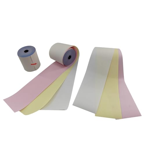 3-Ply Carbonless 3" x 65' White/Canary/Pink Receipt Paper (32 Rolls) for Restaurants, Kitchen & POS Cash Registers | Compatible with Star Micronics SP700, SP2000, UP389, Omni 480, TMU 220