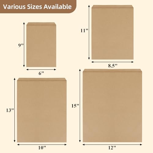 BagDream Kraft Brown Paper Bags 6x9 Flat Envelopes For Small Items 100 Pack