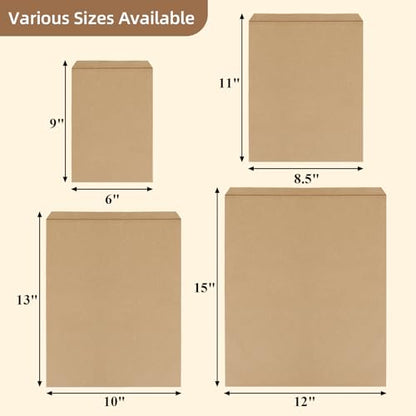 BagDream Kraft Brown Paper Bags 6x9 Flat Envelopes For Small Items 100 Pack