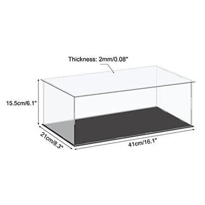 MECCANIXITY Acrylic Display Case Plastic Box Cube Storage Box Clear Small Assemble Dustproof Showcase 16.1x8.3x6.1 Inch for Collectibles Items - size: 16.1x8.3x6.1 Inch