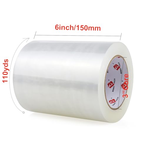 BOMEI PACK Clear Shipping Tape 6" Wide, 6 inch x 110 Yards (330ft), Industrial Grade 6 inch Heavy Duty Packing Tape for Box Office Moving, Shipping and Mailing - size: 6 inch x 110 yards