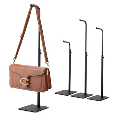 niffgaff 4 Pack Adjustable Purse Holder: Handbag Display Stand, Hanger Rack for Bags, Purses and Wreaths, Tabletop Closet Desk Retail Vendor Display Stand, Black - color: Black
