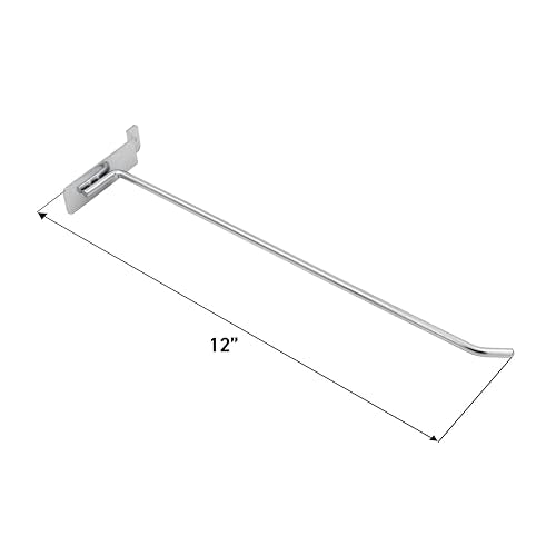 SSWBasics 12" Slatwall Hooks - Chrome - Pack of 50