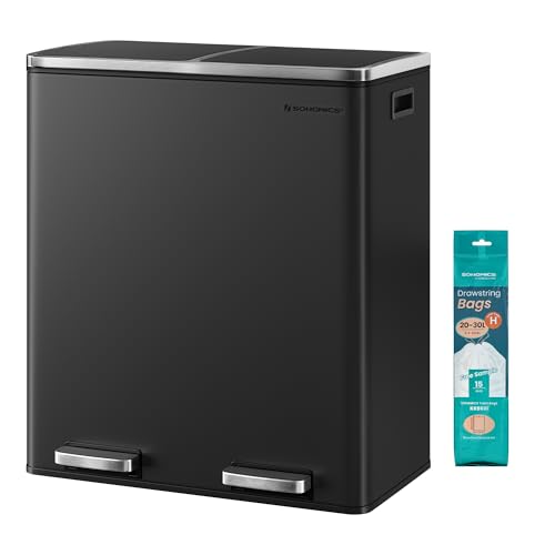 SONGMICS Trash Can, 2 x 8 Gallon (2 x 30 L), Black - color: Black, size: 2 x 8 Gallon